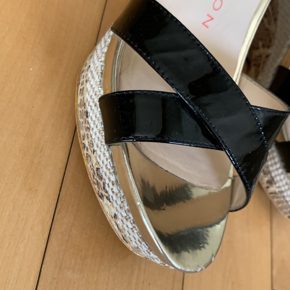 Sacha London Yvette Criss Cross Strap Leather Wedge Sandal Women Size 7 - Picture 16 of 17